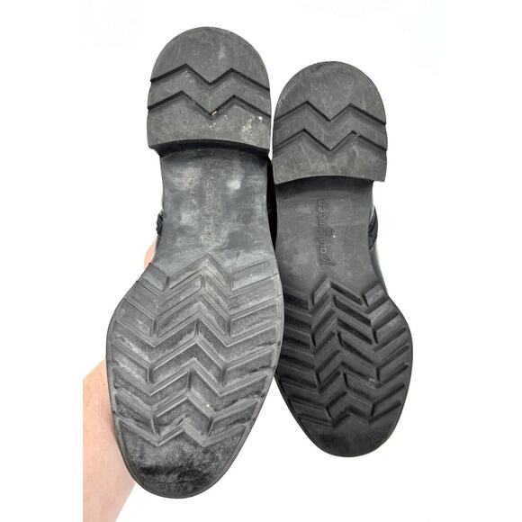 paul green boots Women 9 Black Leather High Buckles Zipper Made In Austria Moto - Picture 6 of 10